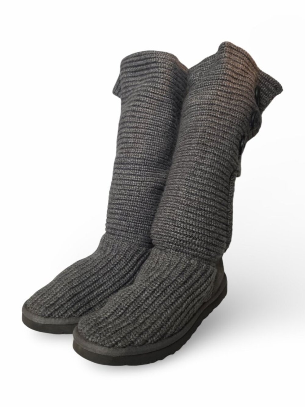 UGG Classic Cardy Knit Boots | Grey | Women's Size 9